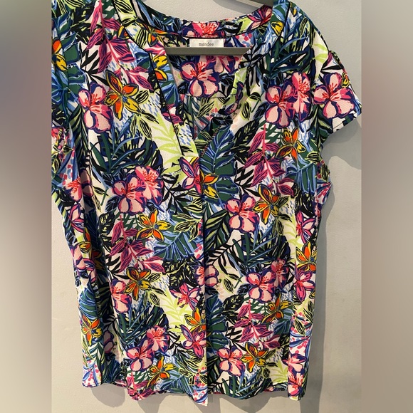 Tropical blouse with stitch detail size 1x - Picture 4 of 5
